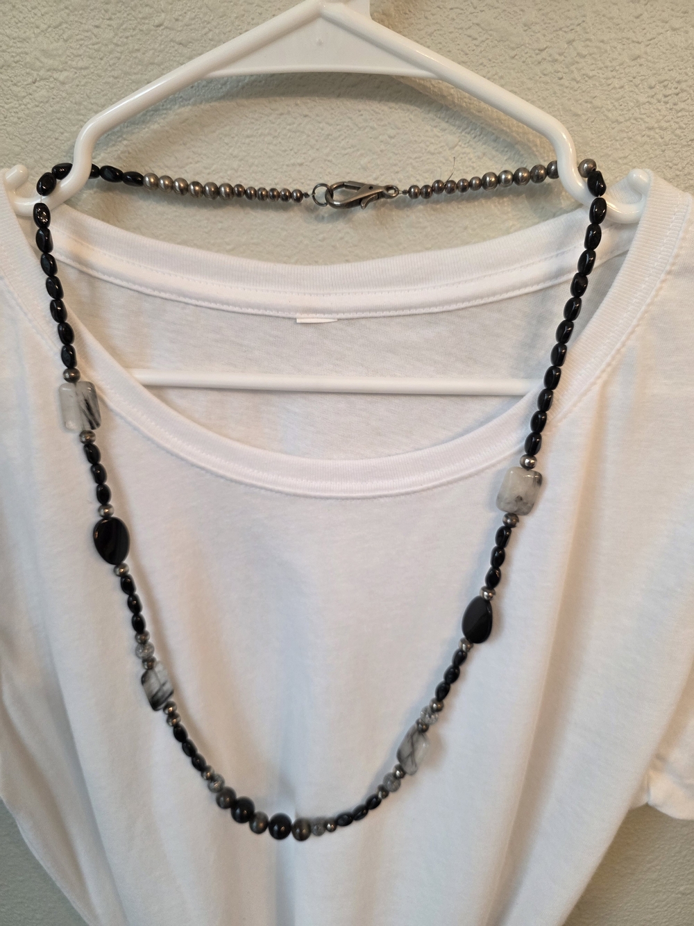 Black and Gray Beaded Women's Necklace #19